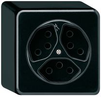 AP-Steckdose basico 3×Typ 13/1 schwarz H=54mm