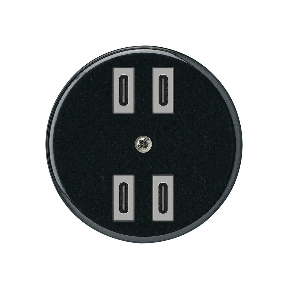 Prise de charge USB Hager basico 2×C-C 2×20W ou 4×10W 5V noir