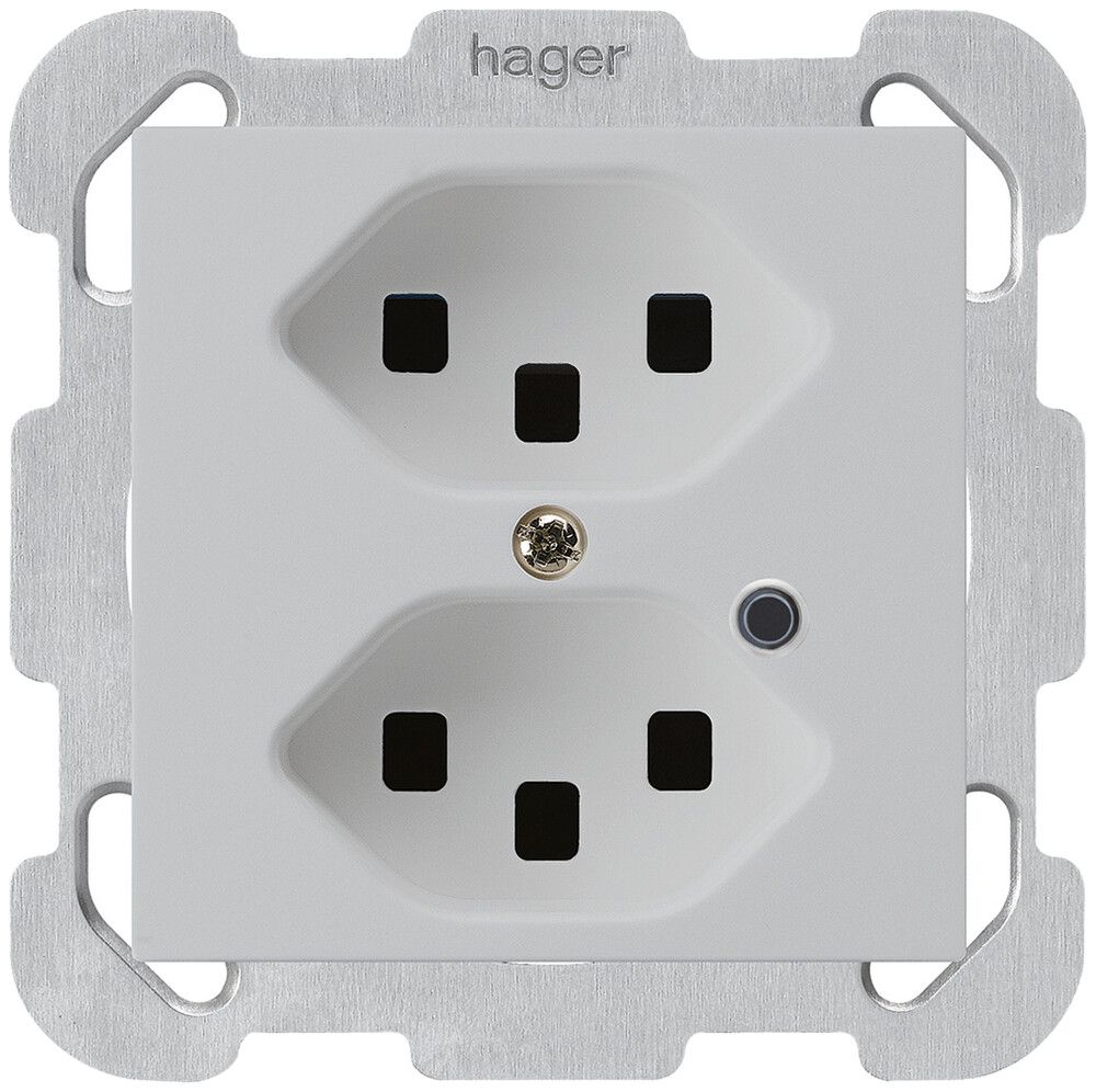 UP-Steckdose Hager kallysto 2×T23 beleuchtet B lichtgrau