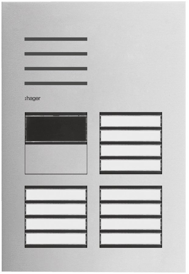 Poste audio externe Hager elcom.one 2-fils avec LED pour 12appartements ac-fin