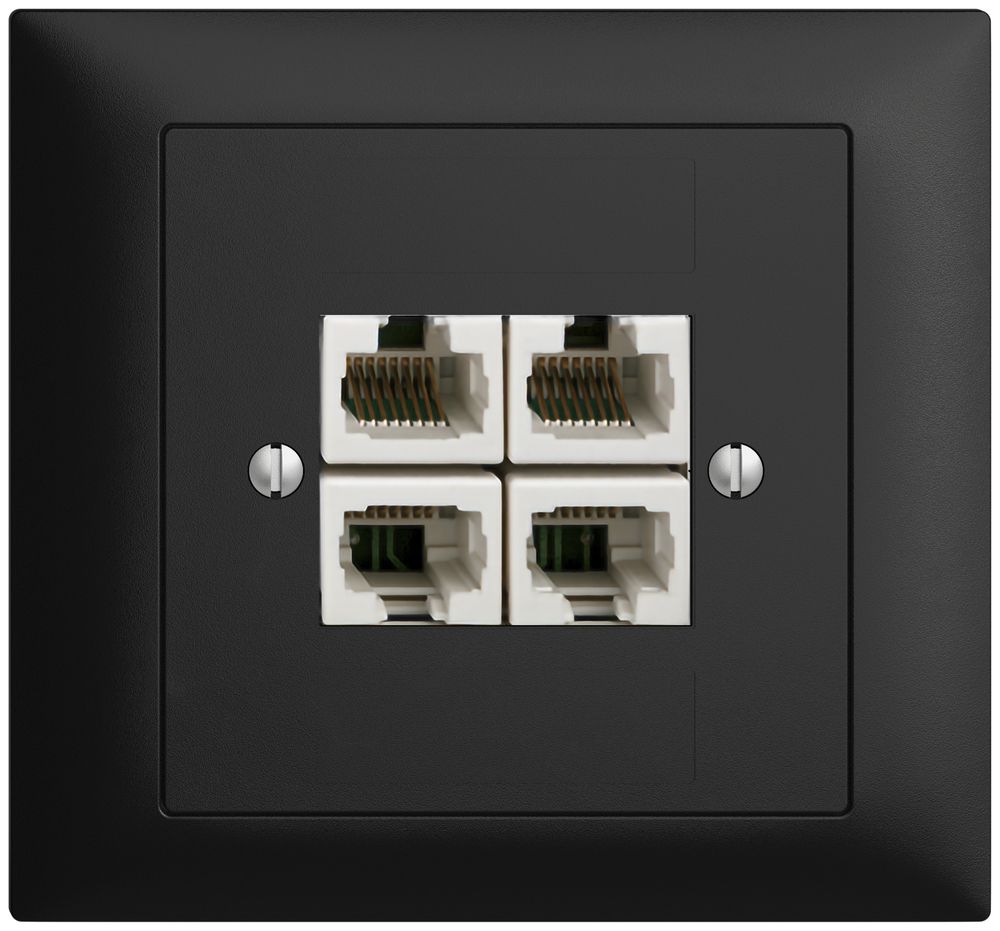 Presa INS 4×RJ45/u 4P sep. EDIZIOdue nero ITplus