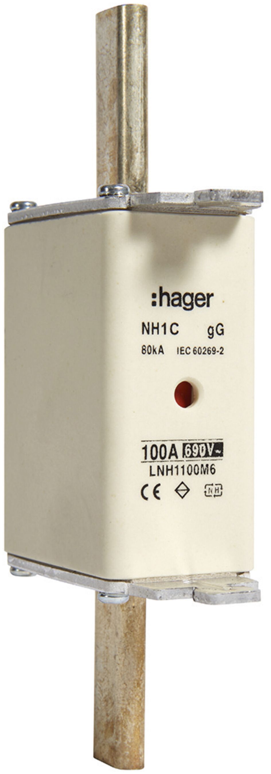 Fusibile HPC Hager DIN1c 690VAC 100A gG/gL segnalatore doppio inossidabile