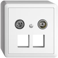 AP-Multimediadose 11dB Edue Enddose/Durchgangsdose, f.2×RJ45 Keystone m.Kappe ws