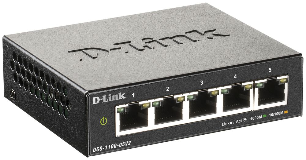 Switch D-Link DGS-1100-05V2/E, 5-port smart managed Layer2 Gigabit