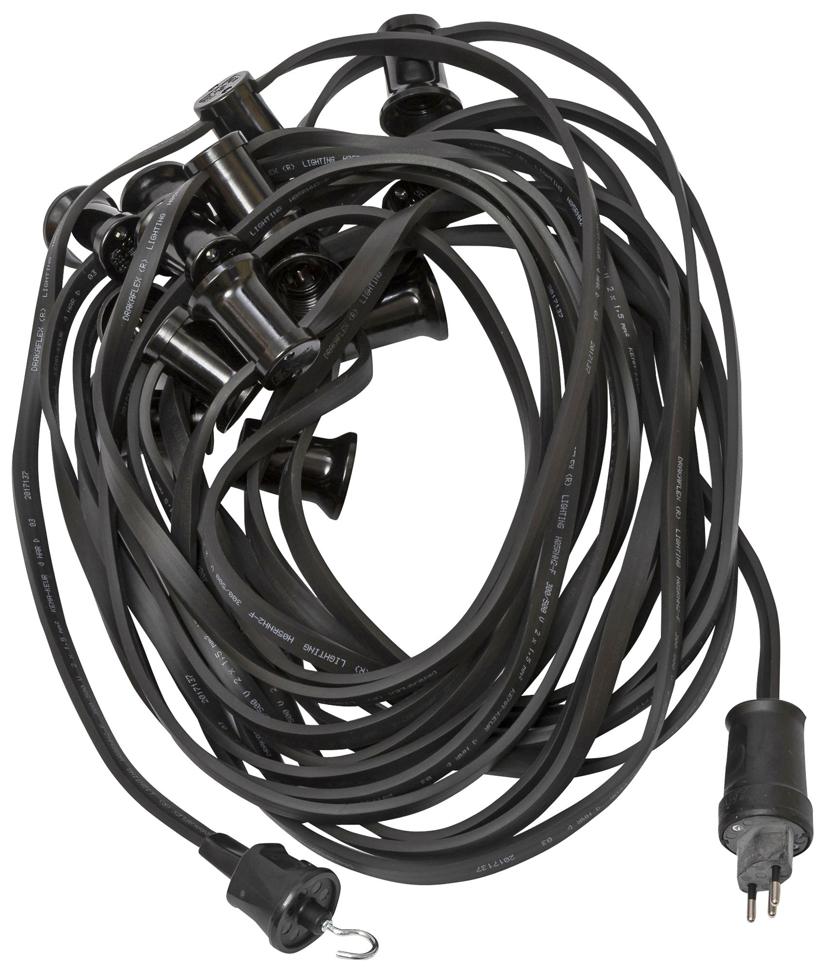 Guirlande d'illumination avec 15 douilles E27, T12, 15m, noir