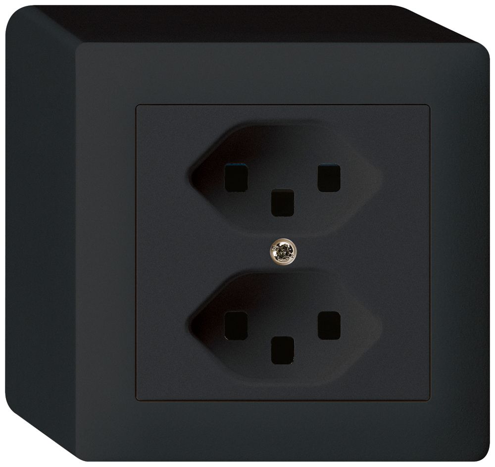 Prise AP kallysto 2×T23 noir bornes enfichables