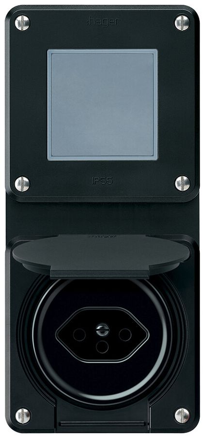UP-Kombination robusto Wechselschalter Steckdose 1×T13 86×146mm schwarz