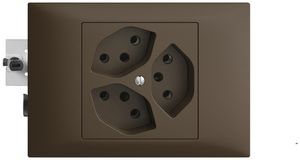 EB-Steckdose EDIZIOdue 3×T13 3×S 45…69mm coffee