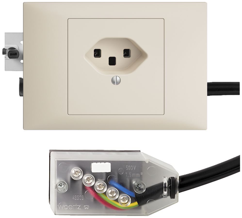 Prise INC EDIZIOdue T23 L1 crema 45…69mm pour câble plat Technofil