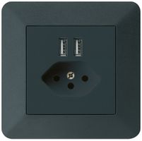 UP-Steckdose 2×USB & T13 kallysto.trend 2400mA schwarz