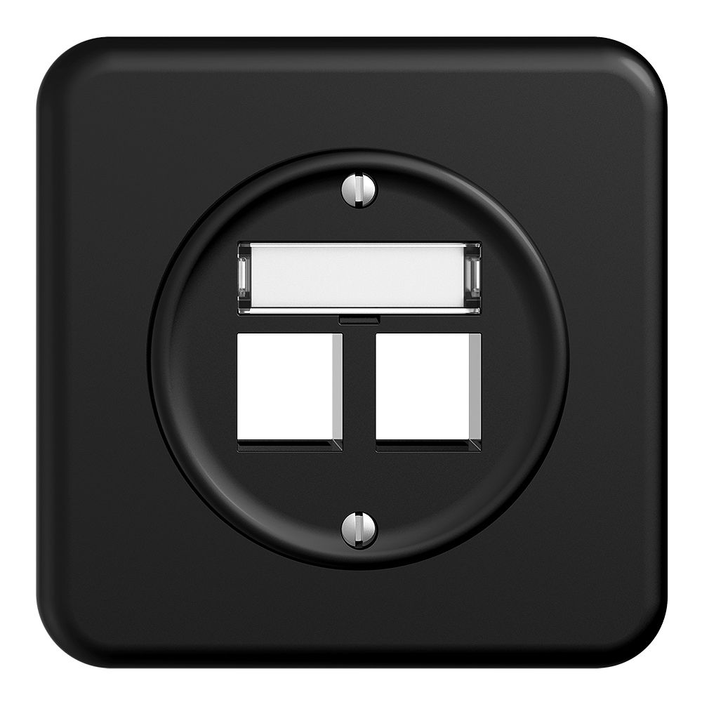 Kit montaggio ENC Sdue, uscita dritta per 2×Keystone nero