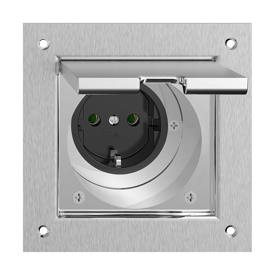 SCHUKO-Steckdose FH PMKV 16A, 250VAC, L+N+PE Messing vernickelt