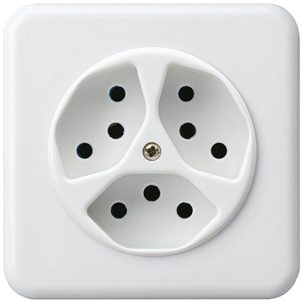 UP-Steckdose basico 3×Typ 13 weiss