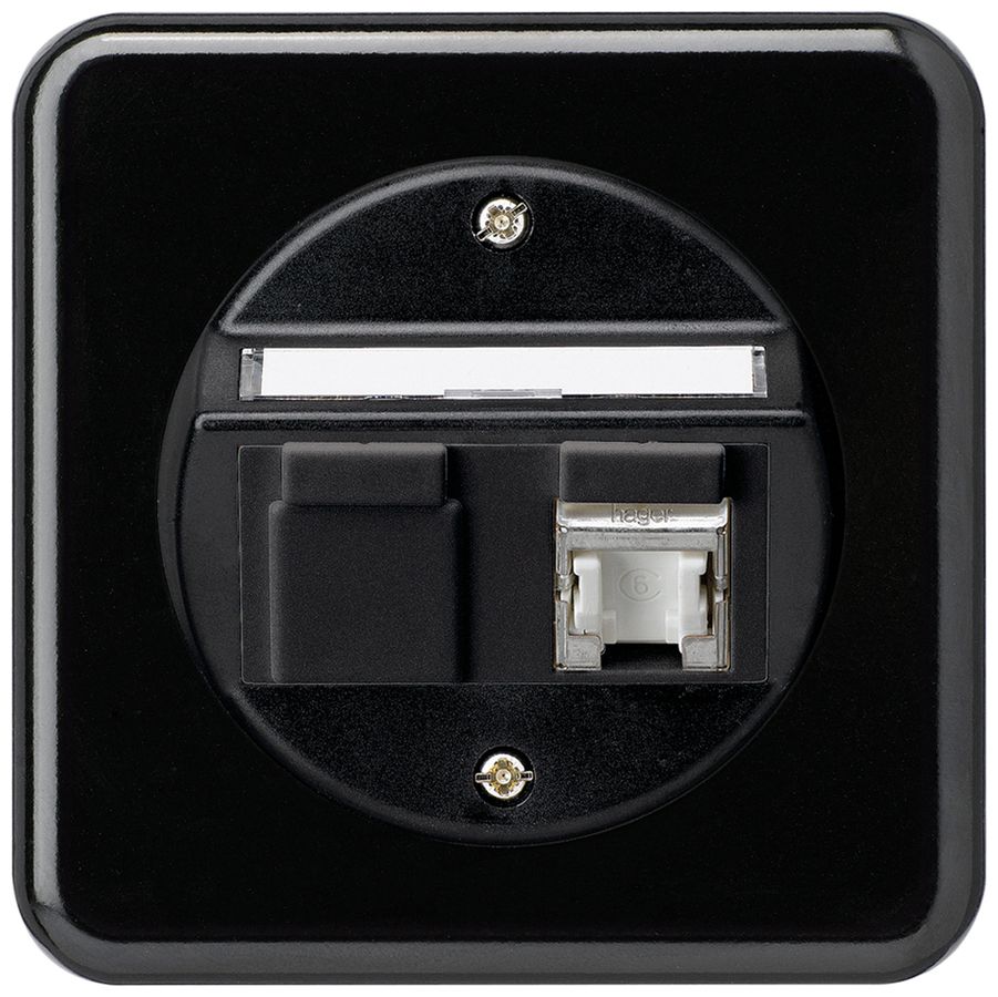 UP-Einsatz basico C Kat.6 1×RJ45/s Schrägauslass schwarz