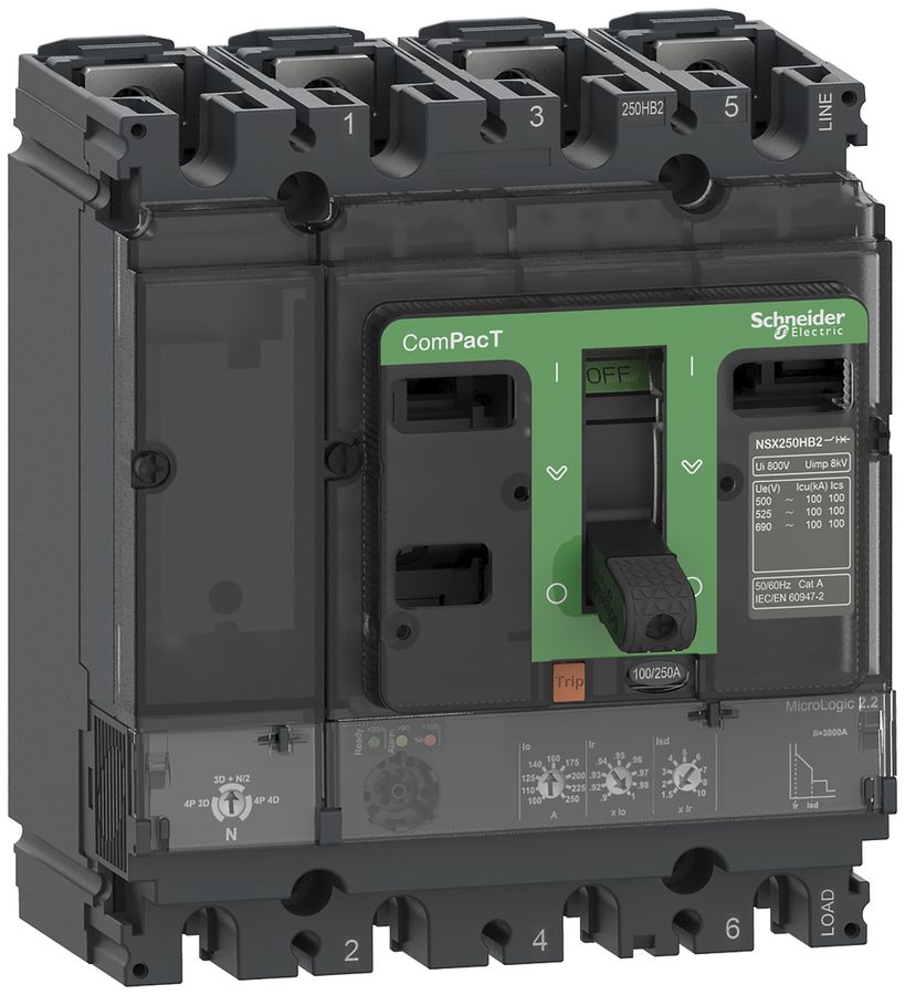 Leistungsschalter ComPacT NSX160B mit MicroLogic2.2 4P4d 36…100A 25kA