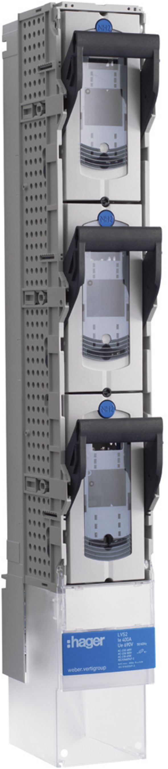 NHS-Lastschaltleiste weber.vertigroup 1P DIN2 400A SaS 185mm