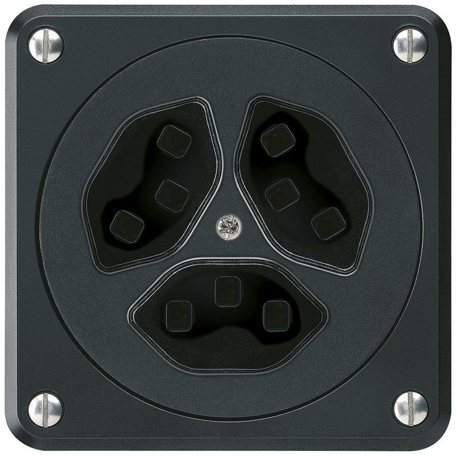 Steckdose Hager robusto, 3×T23, A, schwarz