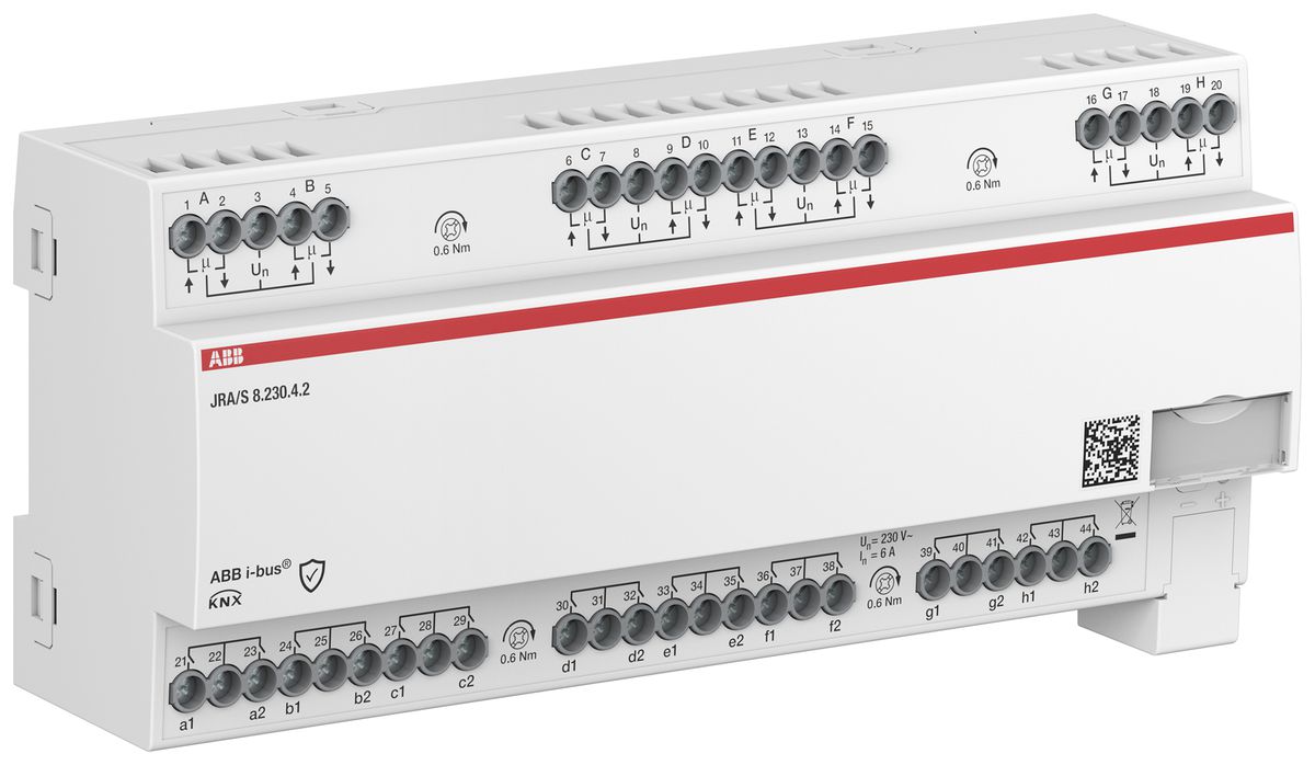 Attuatore per persiana AMD ABB JRA/S8.230.4.2 8-volte 6A/230VAC misura.tde ingr.