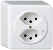 AP-Steckdose basico 2×Typ 13/1 weiss H=54mm