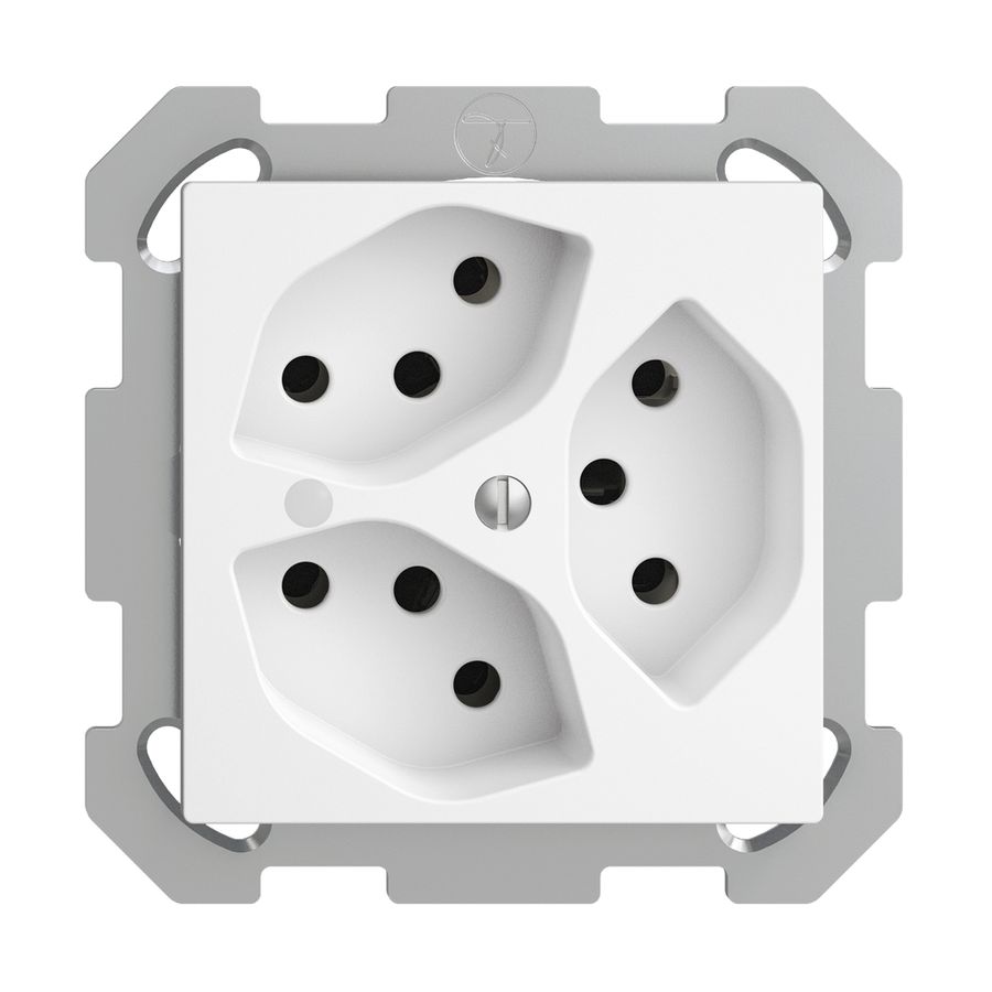 Presa INC EDIZIOdue 3×T13 bianco, con LED verde