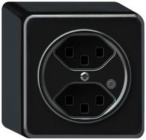 Presa AP origin 2×tipo 23 lum.verde 16A 230V 88×88×54mm nero