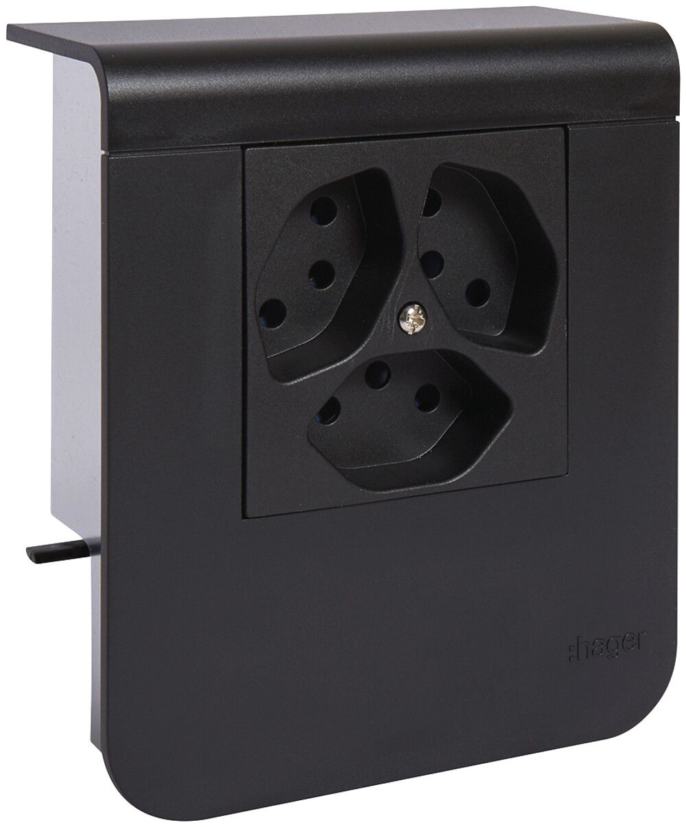 Support d'appareil Hager pour SL20055 noir, 3×T13