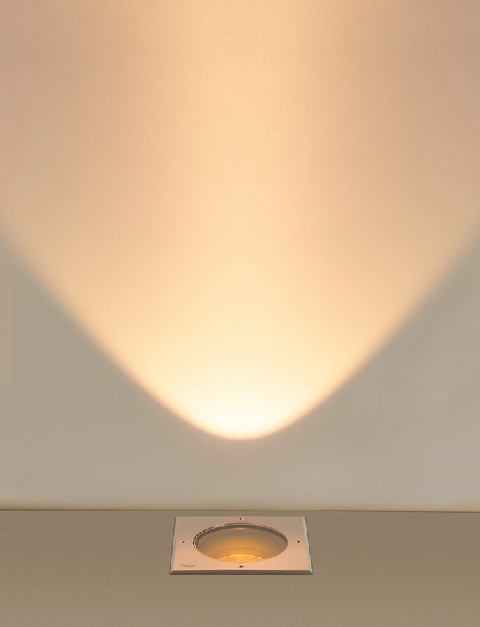 EB-LED-Bodenleuchte SLV DASAR L IP65 19W 1950lm 840 DALI 200×200 Edelstahl