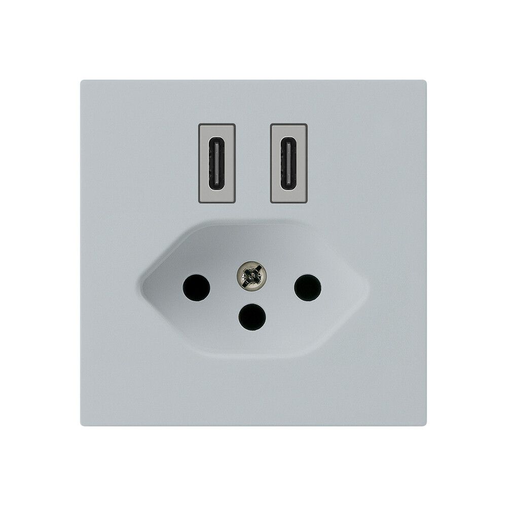USB-Ladesteckdose Hager kallysto C-C 20W+T13 5V 60×60mm grau