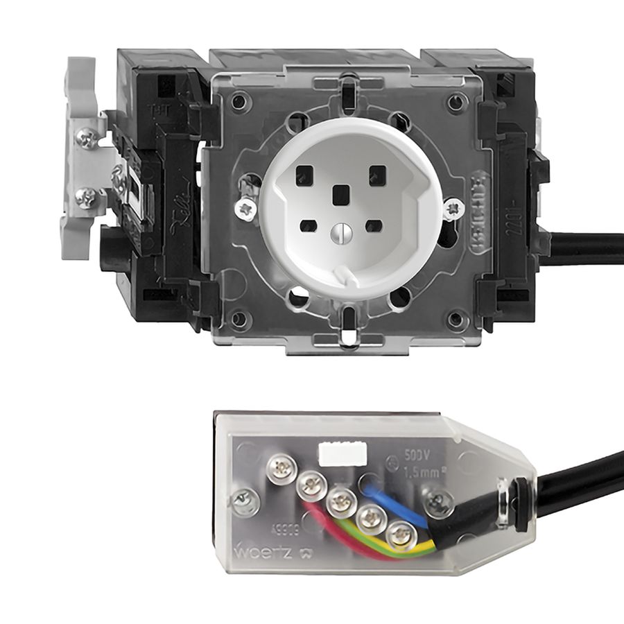 Prise INC FH T25 16A blanc 49…69mm pour câble plat Technofil