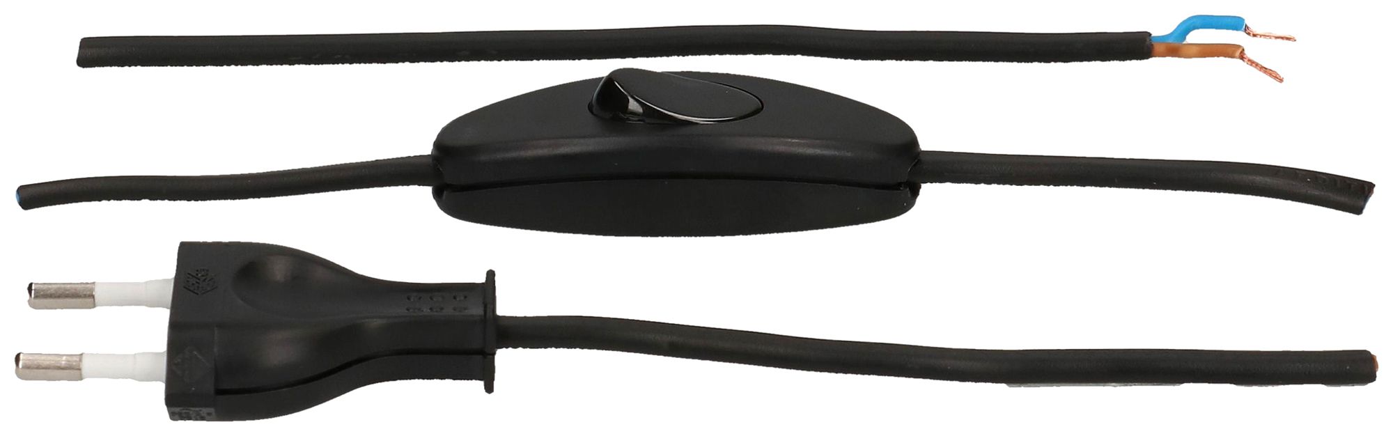 Anschlusskabel MH PVC 2.5A 230V 2×0.75mm² Typ 26-frei mit Schalter 2m sz