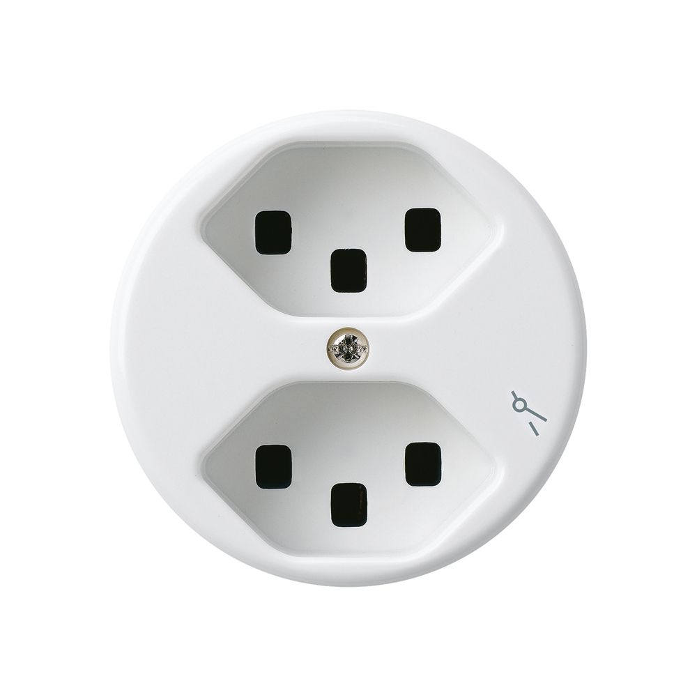 Prise Hager basico 2×type 23 1×S A blanc