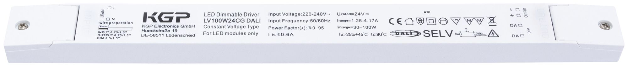 Convertisseur LED DOTLUX CV IP20 30…100W 24V 1250…4170mA DALI
