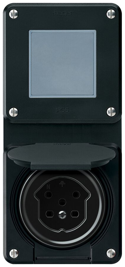 UP-Kombination robusto Wechselschalter Steckdose T15 86×146mm schwarz