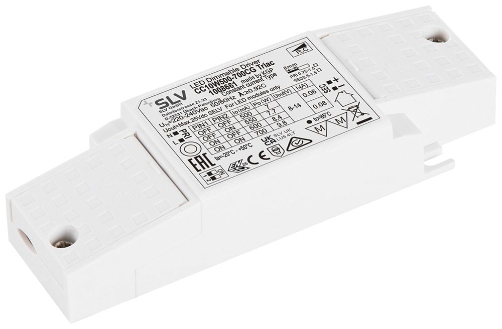 LED-Betriebsgerät SLV 7…9.8W 25V 500…700mA DIM 122×41×23mm