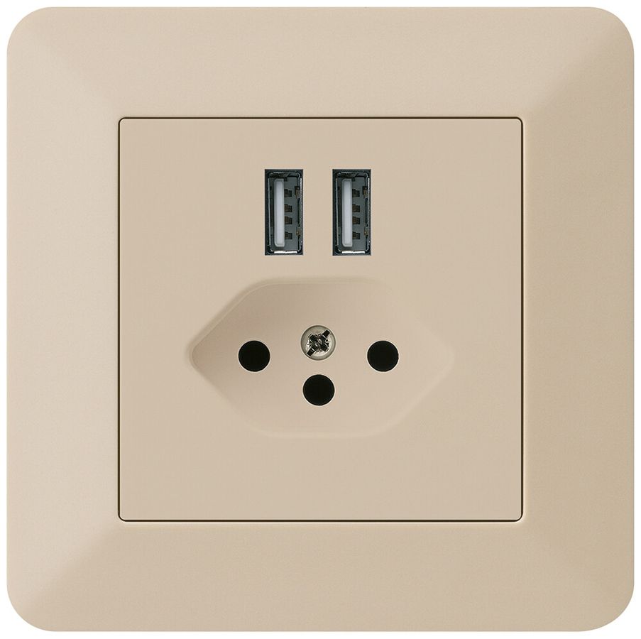 UP-Steckdose 2×USB & T13 kallysto.trend 2400mA beige