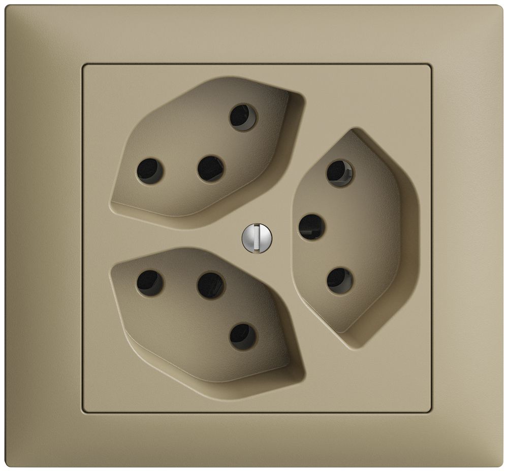 EB-Steckdose EDIZIOdue 3×T13 3×S sand