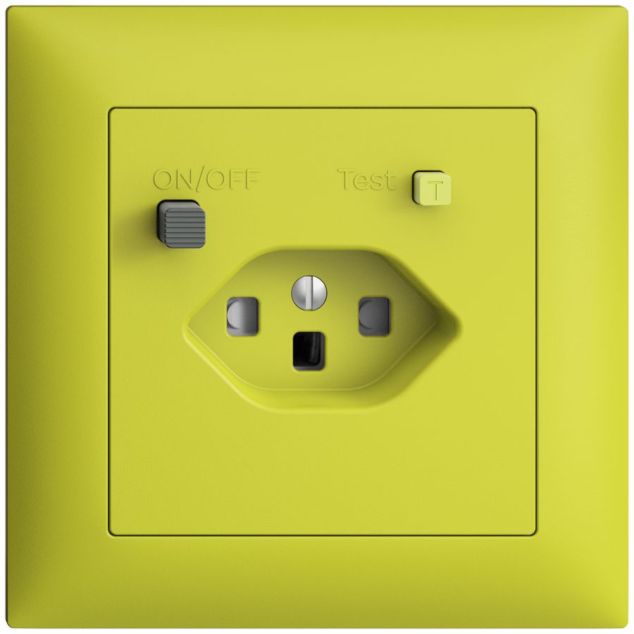 UP-Steckdose EDIZIOdue T23 FI 30mA FMI, shutter, lemon