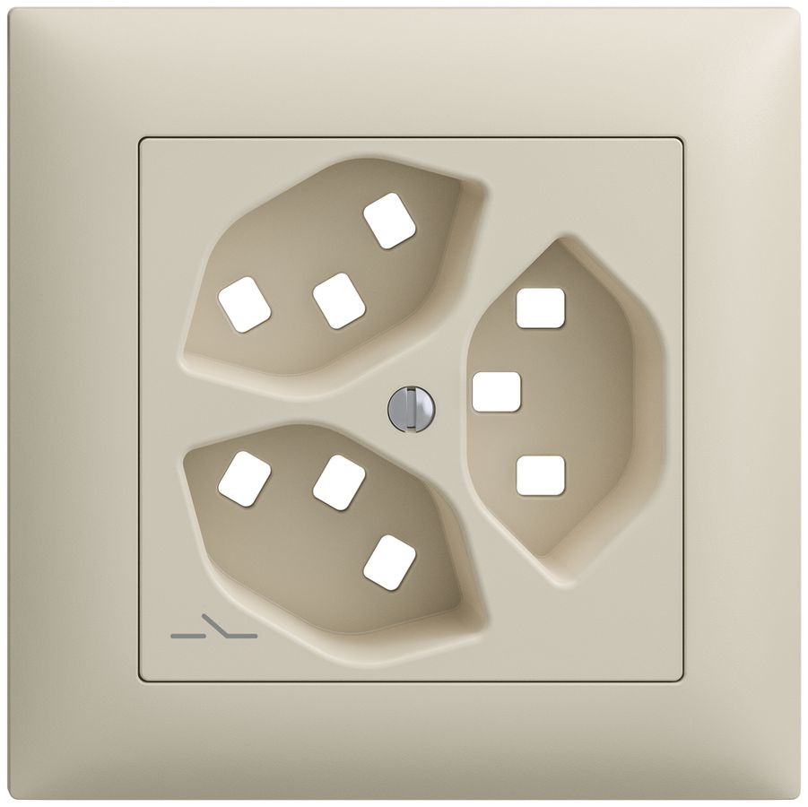 Kit de montage ENC Feller EDIZIOdue, pour prise 3×T23 1×séparé, crema