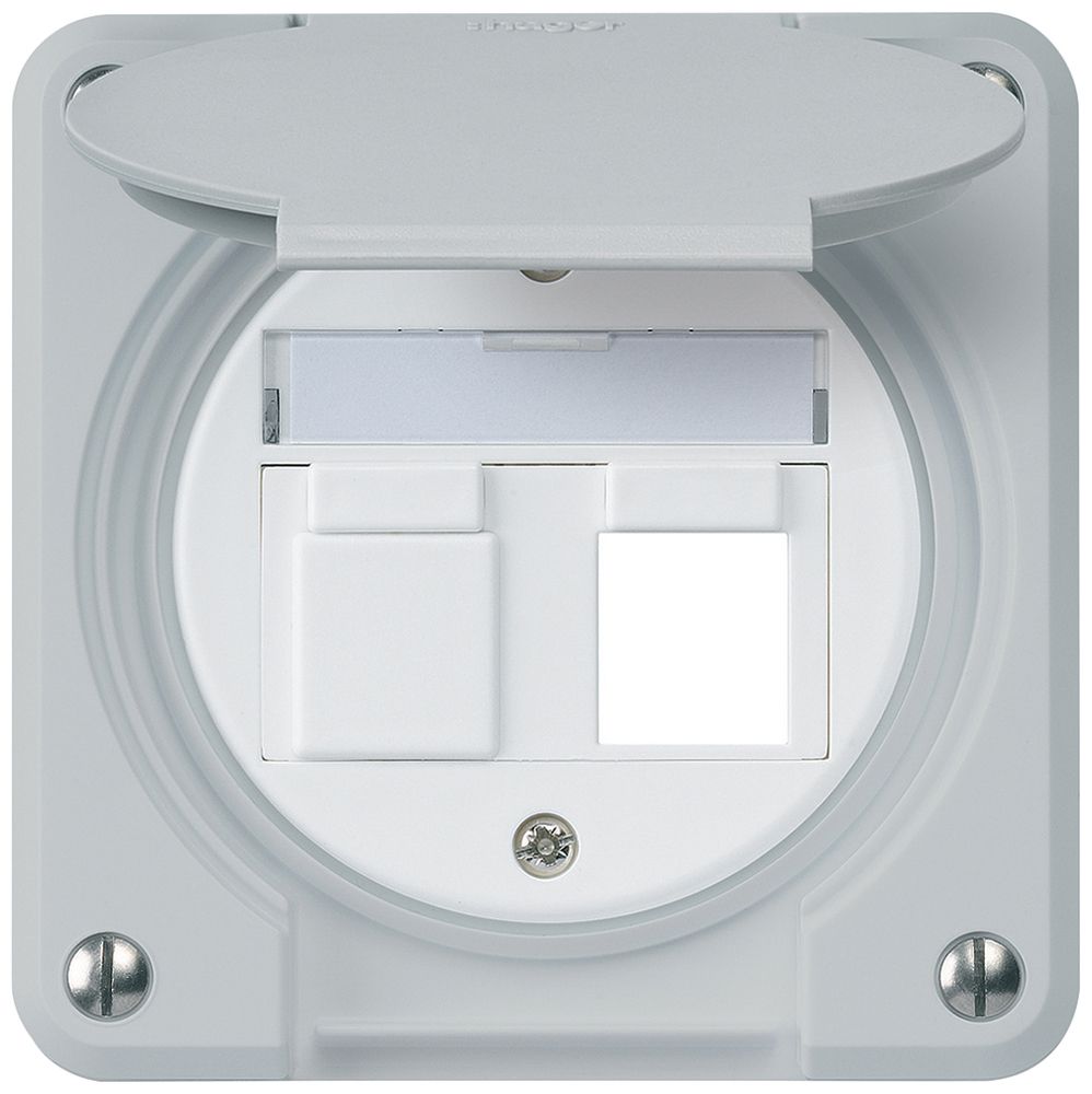 Kit di montaggio INC robusto IP55 piatto grigio per 2×Keystone