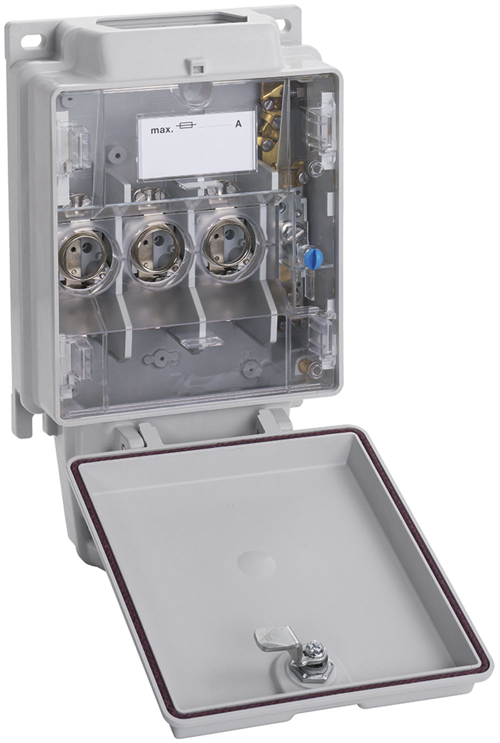 Hausanschlusskasten weber.hse60 63A ein/ab Briden Aussenerdanschluss A8 Cu/Al