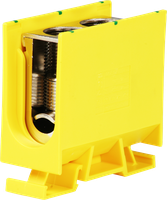 Abzweigklemme Woertz 70…120mm² 269A 800V Schraubanschluss 2×1 TH35 grün/gelb