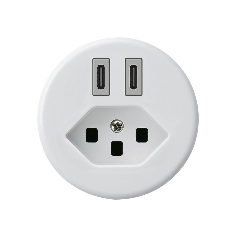 Prise de charge USB Hager basico C-C 20W+T23 5V blanc