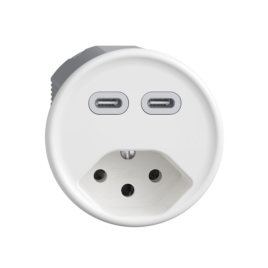Steckdose USB 2×Typ C + Typ 13 Feller STANDARDdue Q 230V 3000mA weiss