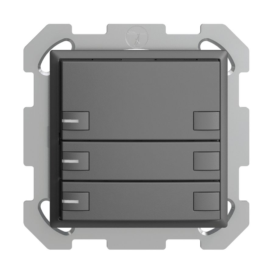 UP-Taster KNX 3-fach EDIZIOdue dunkelgrau RGB mit LED