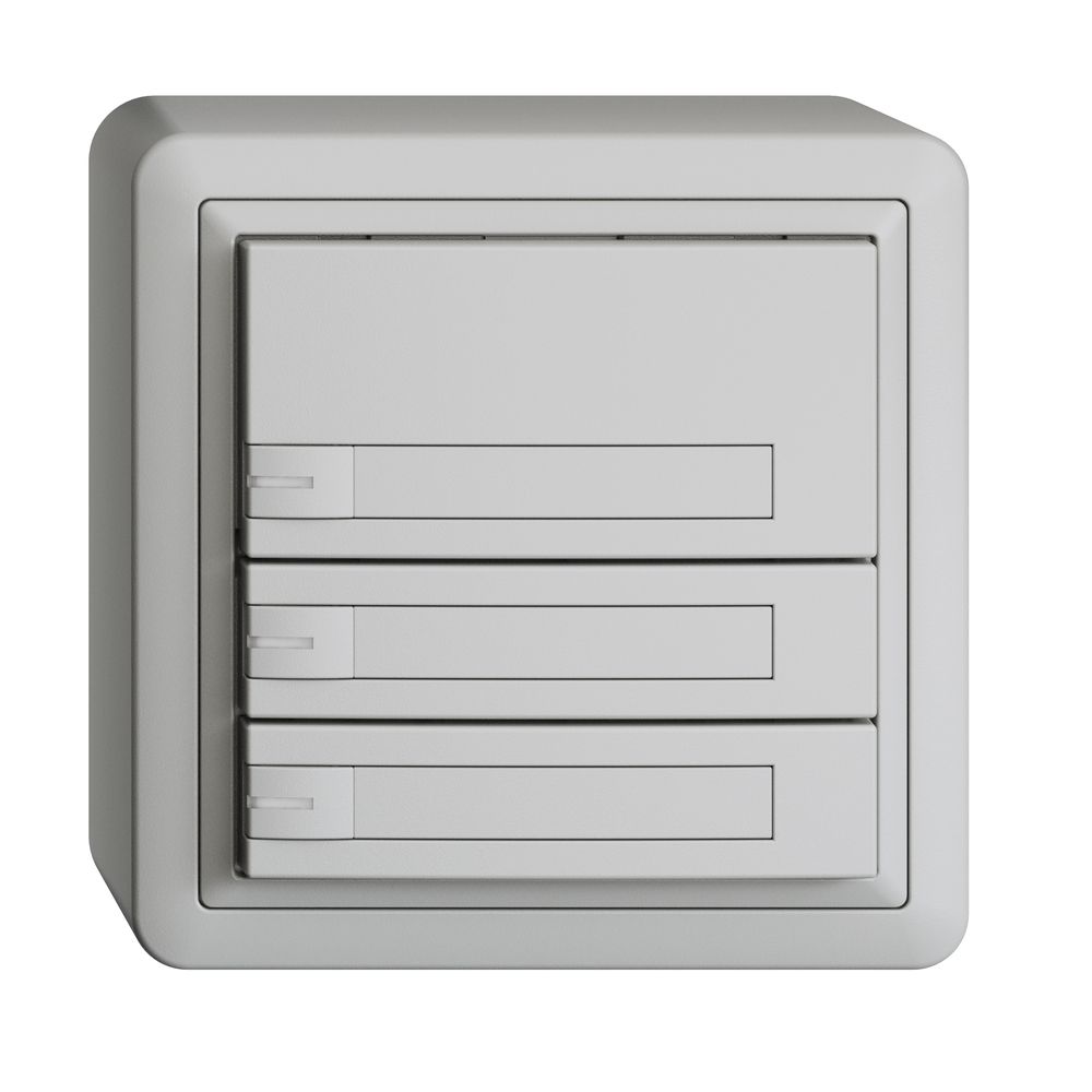 Poussoir KNX RGB AP EDUE, 250mW, a.LED RGB, a.papier, 3×poussoir, 1×touche, grc