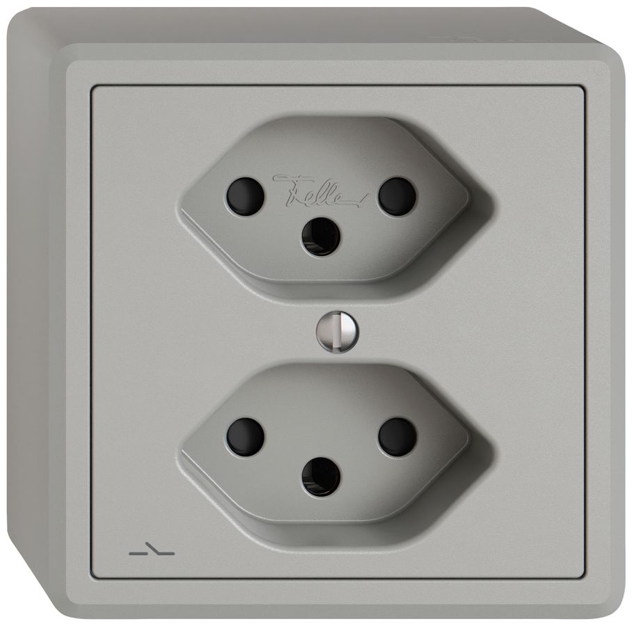 AP-Steckdose EDIZIO.liv SNAPFIX® 2×T13 1×S mit Shutter hgu