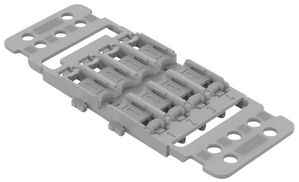 Befestigungsadapter WAGO mit Zugentlastung 8×4mm² Rastfuss grau