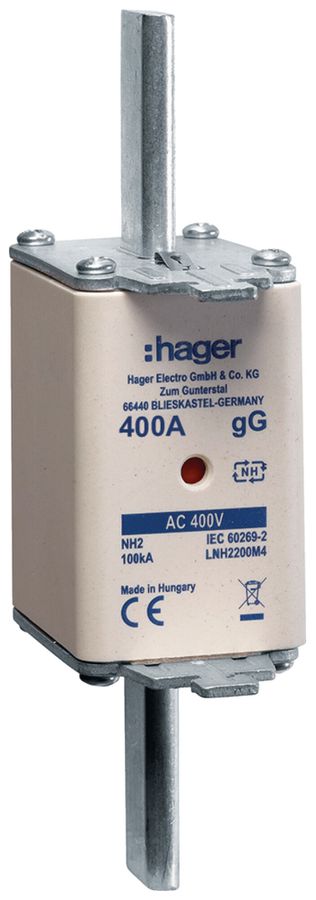 Fusibile HPC Hager DIN2 400VAC 400A gG/gL segnalatore doppio antiruggine