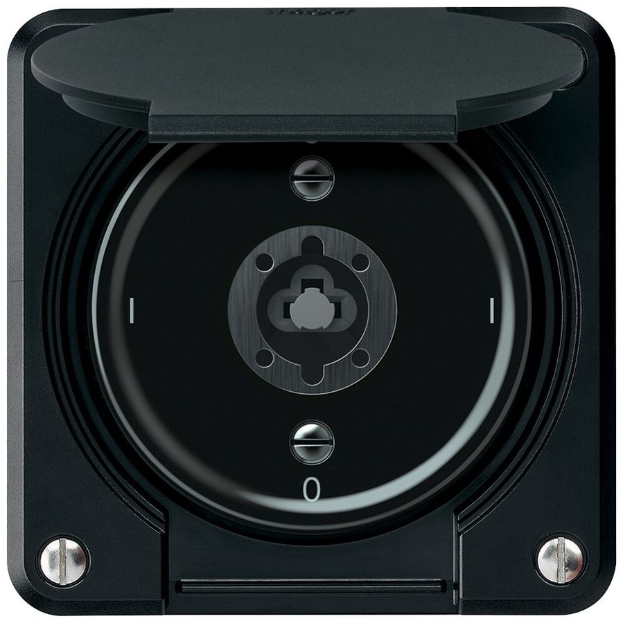 Interruttore a chiave robusto interruttore 2×1 polo 16A 250V 86×86mm nero