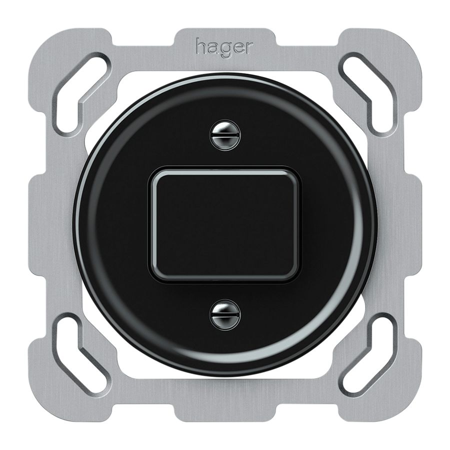 UP-Drucktaster Hager origin 1CO 10A 230V 77×77mm schwarz